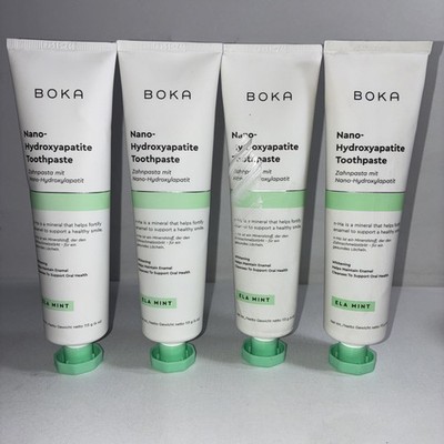 Lot Of 4- Boka Ela Mint Toothpaste -Fluoride Free / 3.4oz Each/ Slightly Damaged