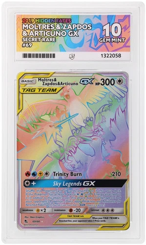 Moltres & Zapdos & Articuno Gx 69/68 ACE ACE 10 Gem Mint Pokemon TCG