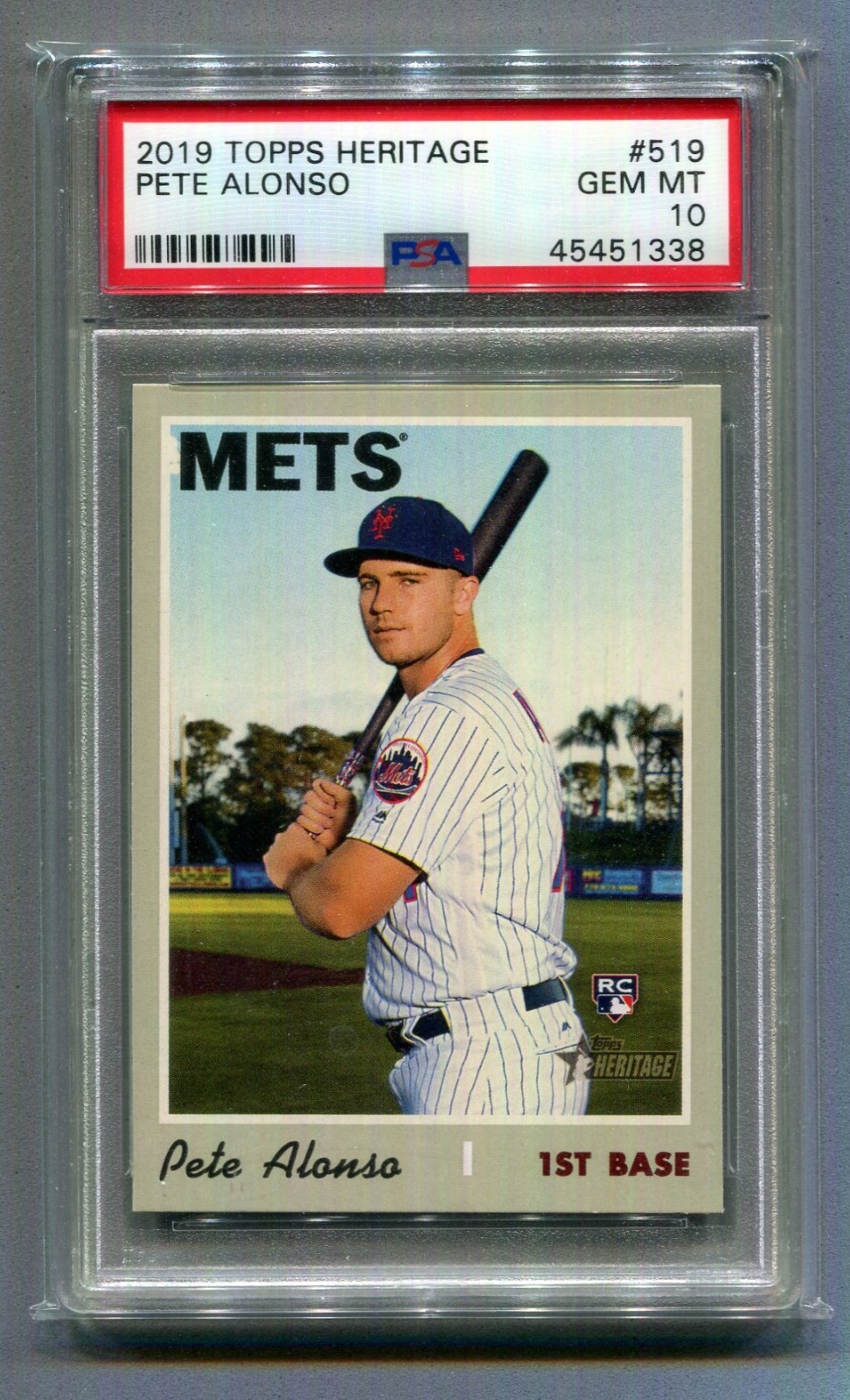 2019 Topps Heritage Pete Alonso Rookie Card #519 PSA 10 GEM MINT Mets