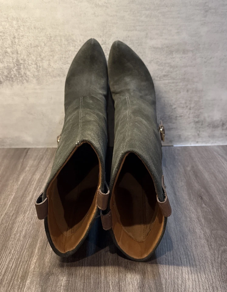 Botas EARTHIES LINTZ de gamuza de pino de cuero de media pantorrilla de tacón alto para mujer talla 8B Foto 3 de 4