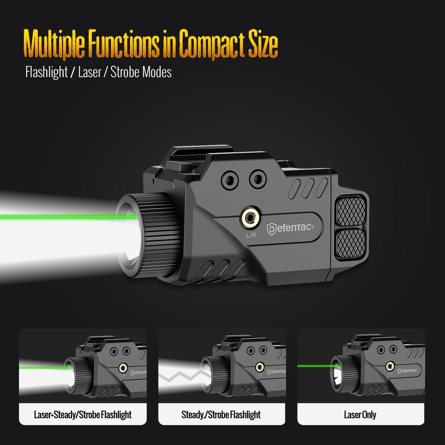 DEFENTAC 800lm Pistol Light and Green Laser Sight Combo 