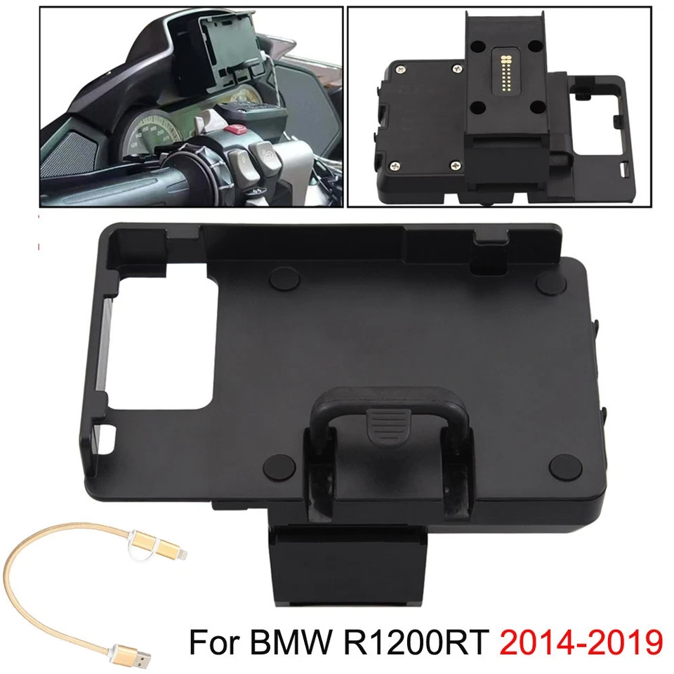 Soporte para teléfono móvil Soporte de navegación GPS Cargador USB para BMW R1200RT 2014-2019 Foto 3 de 4