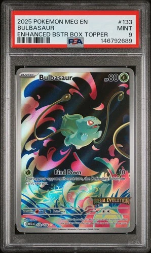 2025 POKEMON MEG EN-MEGA EVOLUTION ENHANCED BOOSTER BOX TOPPER BULBASAUR PSA 9
