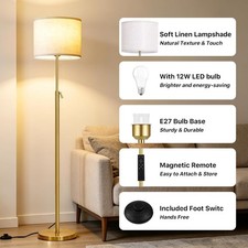 Modern Floor Lamps for Living Room - Standard Tall Standing Lamp Gold - Dimmable