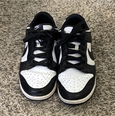 Nike Dunk Low Men s Black/White Leather Colorblock Low Top Lace-Up Sneakers