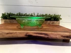 Stunning Green Cameo Depression Glass - 11" Footed Console Bowl.