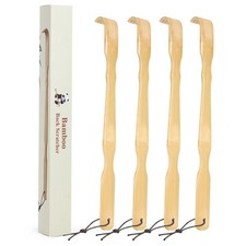 YIMICOO Wooden Bamboo Back Scratcher, 17 Inch Long Handle 4 Pack,