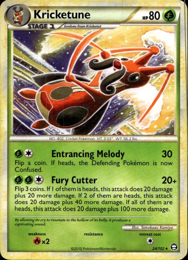 Kricketune 24/102 Rare HGSS Triumphant Pokemon Moderately Played