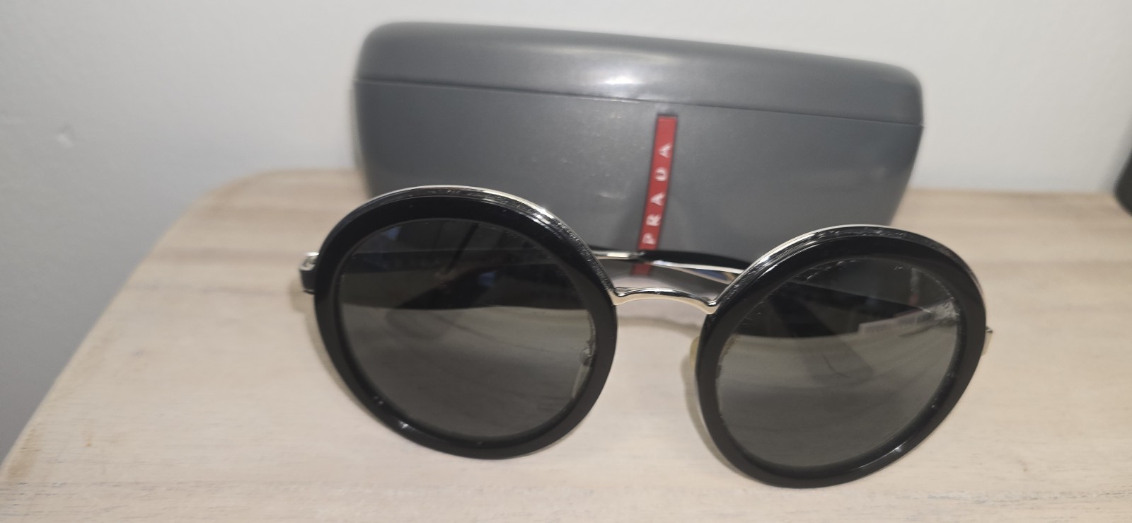 Prada Authentic Round Black Silver Oversized Sung… - image 6