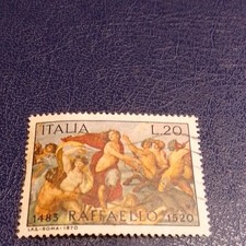 Timbre ITALIA Raffaello 1483-1520 L.20 oblitéré cachet à la main