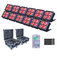 Battery Powered 4x12W RGBWA UV LED IP65-Rated DJ Stage Lights 12 Pk w Hard Cases