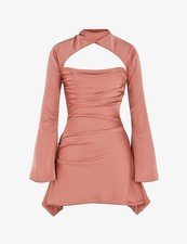 House of CB Toira Rose Satin Draped Corset Mini Dress Large Party Wedding