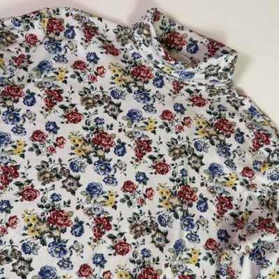 Vintage 90s Ditsy Floral Turtleneck Women's XL Retro Layering Momcore Normcore