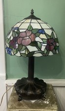 Vintage Original Dale Tiffany Stained Glass Table Lamp 19  x 7.5 ,12  shade
