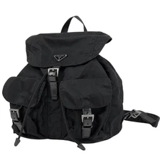 PRADA Plate Backpack B2811 Nylon Black #BS1538