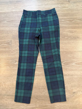 Old Navy High Rise Pixie Never Fade Size 6 Green Blue Plaid Pants Women's