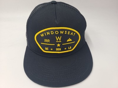 Window Seat Patch DC DEN LA Otto Mesh Trucker Snapback Hat Cap Plane Men Black