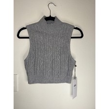 Alo Cable Knit Winter Bliss Mock Neck Tank At...
