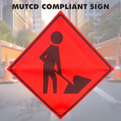 36'' & 48'' Worker Symbol Mesh Orange MUTCD Roll-Up Traffic Safety Sign