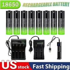 1~10Pcs 3.7V 9900mAh Rechargeable Button top Li-ion Batteries High Capacity USA