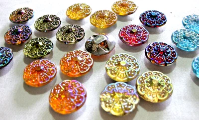 10 Knöpfe Rund 20 mm,bunt schimmernd, Farbe wählbar Kunststoff K19.2E - Bild 1 von 4