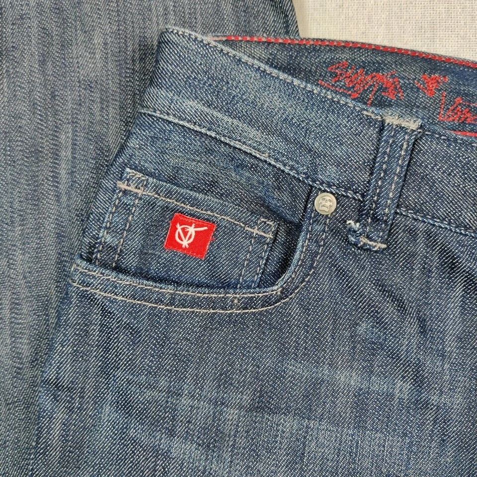 Pantalones de mezclilla elásticos lavados oscuros Vans de pierna recta para niñas talla 18 cinco bolsillos Foto 3 de 4