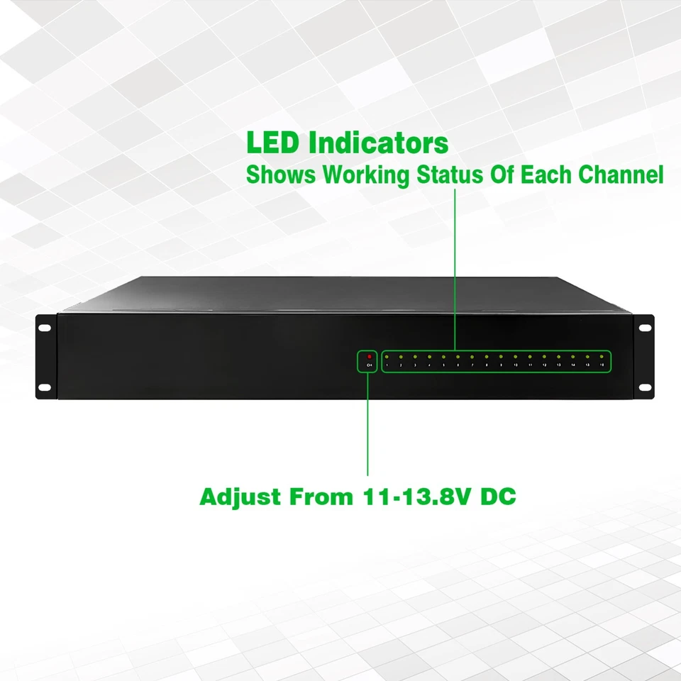 DC 16CH VBR CCTV 12V 20A Distributed Power Supply Rack Mount With UPS and PTC - Image 2 of 4