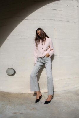 NWT ZARA HIGH RISE Z1975 STRAIGHT LEG JEANS SIZE 28 (US 6) | LIGHT GRAY