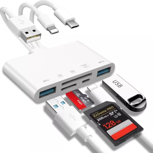 5 in 1 Memory Card Reader USB 3.0 OTG Adapter SD Card Reader For iPhone/iPad - Picture 1 of 13
