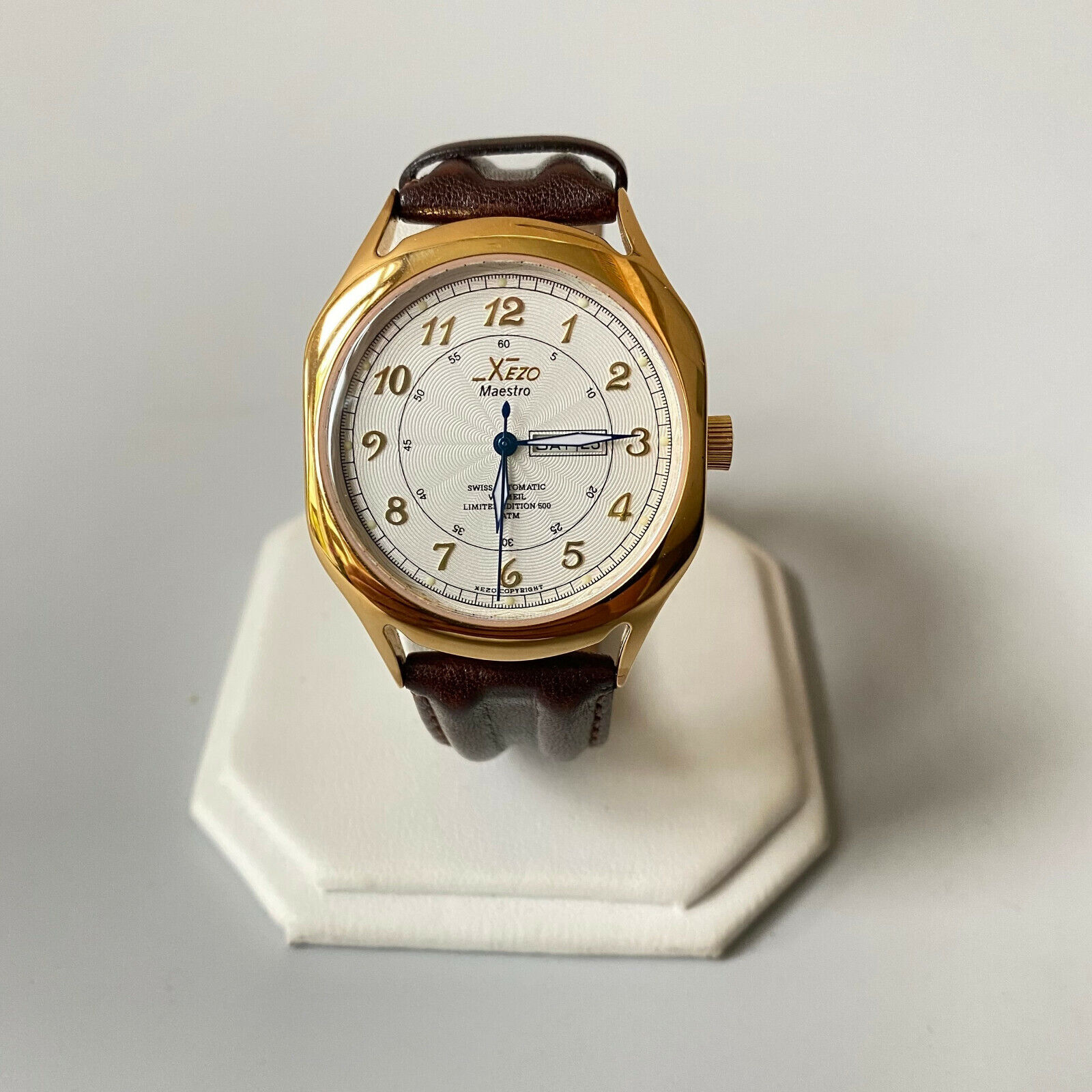 f838 XEZO Maestro Swiss Automatic Vermeil Sterling Silver Men's Wrist Watch