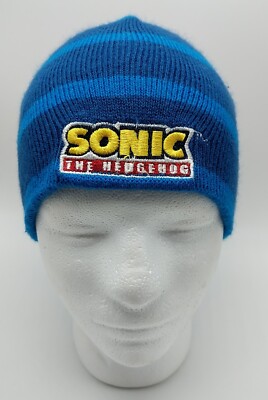 SONIC THE HEDGEHOG beanie licensed Sega blue striped hat One size fits most 