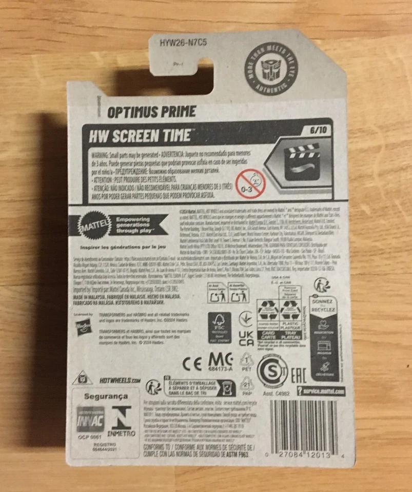 Hot Wheels 6/10 Screen Time TRANSFORMERS OPTIMUS PRIME CUSTOM Super Wheel Swap - Image 4 of 4