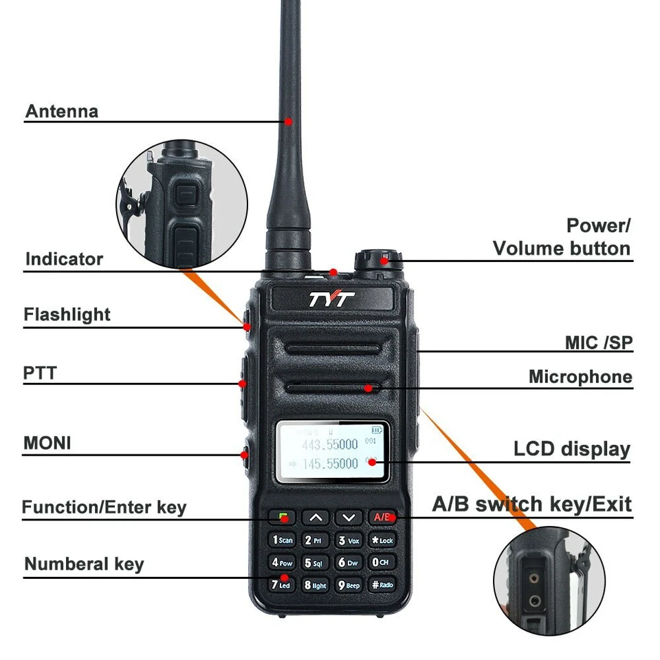 TYT TH-UV88 VOX Dual Band Walkie Talkie VHF 136-174MHz & UHF 400-480MHz 5W Radio - Image 3 of 4