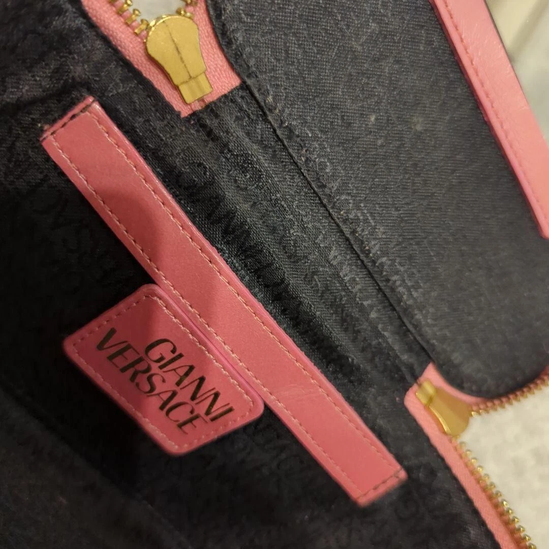 Borsa a mano VERSACE Vanity POACH ROSA Sun burst CHARM vintage RARA USATA GIAPPONE