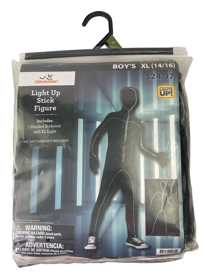 Disfraz de figura de palo iluminado XL Way To Celebrate Boys nuevo en paquete Foto 2 de 4