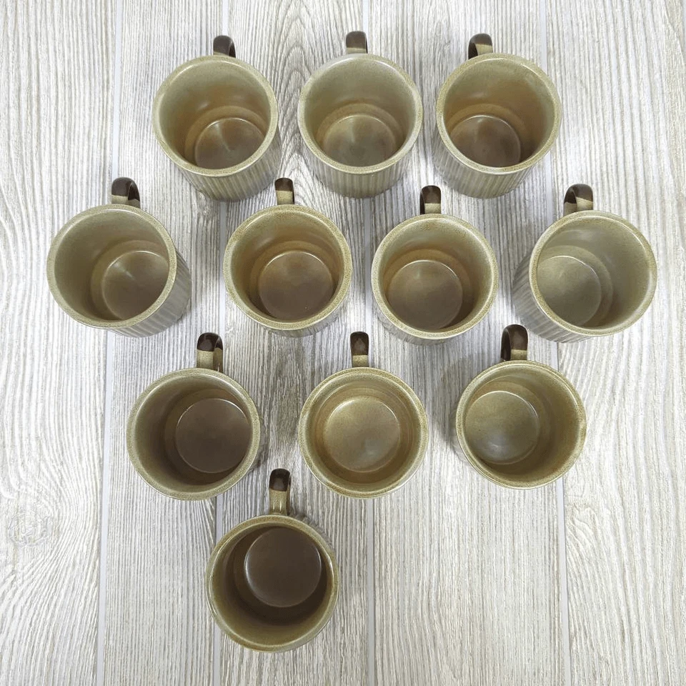 Bandas texturizadas vintage de gres Sears Roebuck CACTUS verde y marrón mediados de siglo Foto 3 de 4