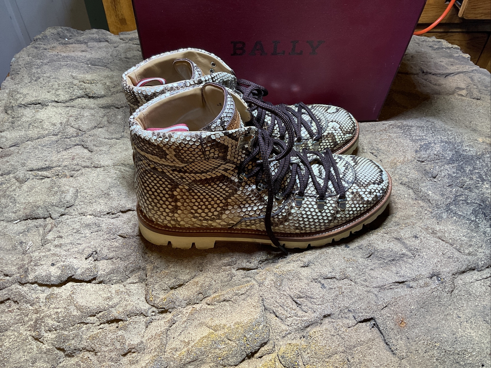 Bally Work Boot Roccia Python Matt Size 12 Real S… - image 3