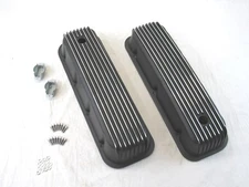 1965-95 BBC Chevy 396-454-502 Tall Finned Aluminum Valve Covers Black E41103BK