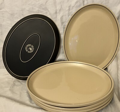 Hornsea Ebenholz 6 ovale Speiseteller Michael Hunt Vintage 1980 s New Old Stock
