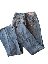 Vintage Y2K True Religion Joey Stitches Flare Low Rise Jeans Sz 24 Reticket Tag