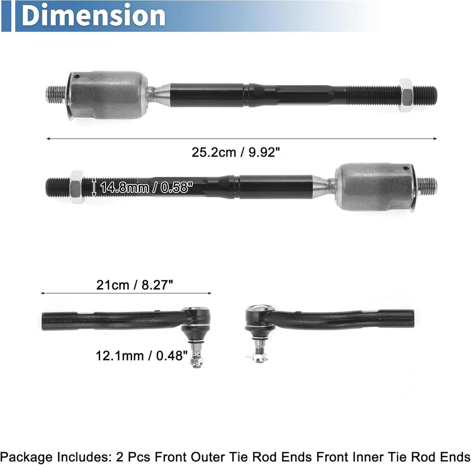 For 2004-2006 Toyota Camry 6Pcs Inner & Outer Tie Rod End Rack and Pinion Bellow - Изображение 2 из 4