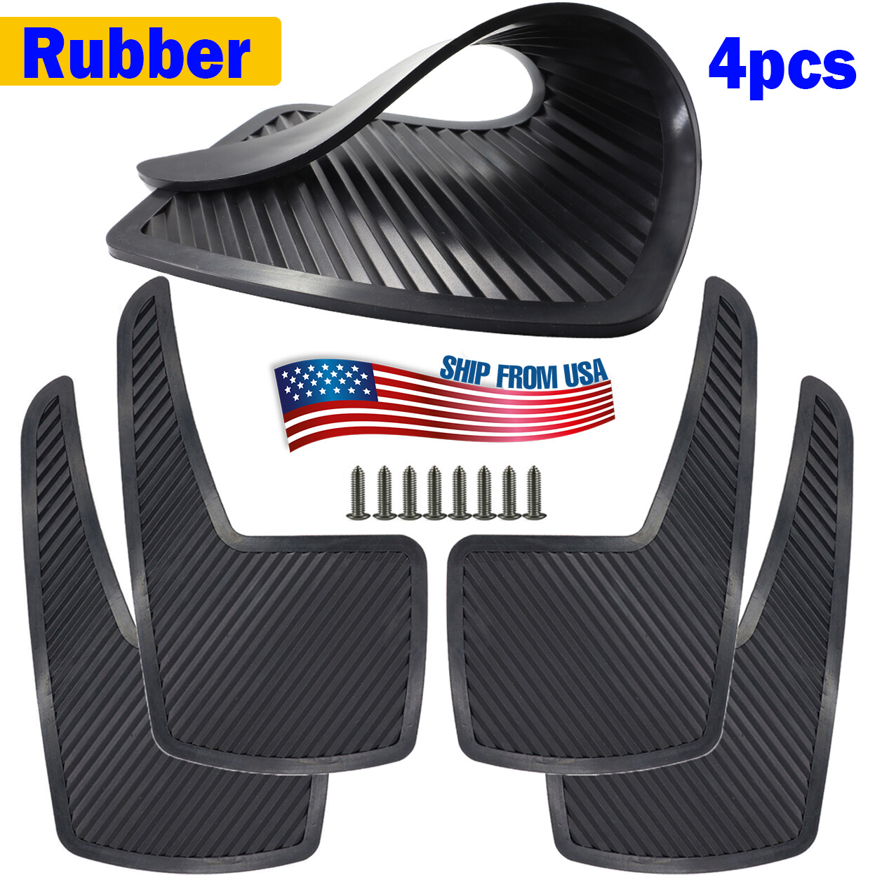 4pc Thick Rubber Universal Mud Flaps for Cars Trucks ATV UTV Splash Guards
