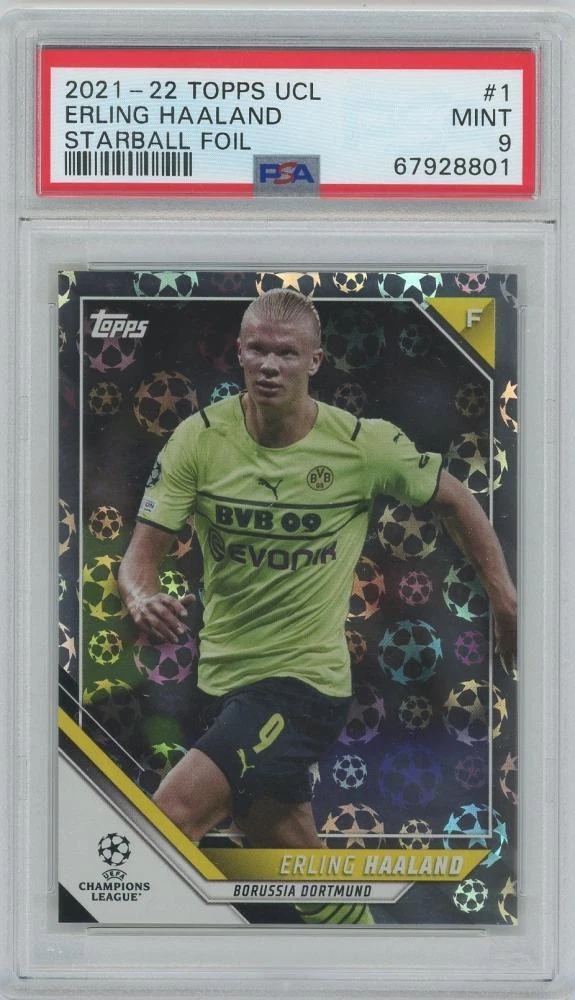 2021-22 Topps Uefa Champions League Starball Foil 1 / Erling Haaland Psa9/Mint