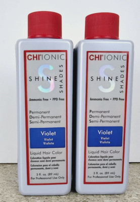 CHI Ionic Shine Shades Liquid Color Additive Dark Violet 3 oz- 2 Bottles Sealed