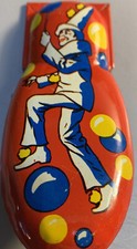 Kirchhof Tin Clacker Clicker Noisemaker Clown With Balloons Vintage Retro Red