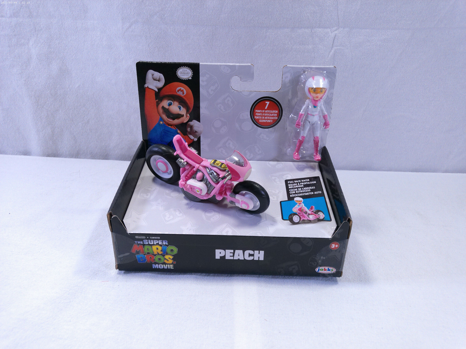 Super Mario Bros Movie PRINCESS PEACH Figure & Pull Back Racer Kart, Brand New