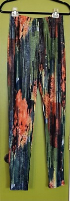 Good Time USA Abstract Vibrant Multicolor Arty NWT Iridescent Snake Leggings XL