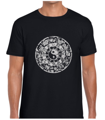 ALTES CHINESISCHES STERNZEICHEN HERREN T-SHIRT TEE YIN YANG SPIRITUELLES YOGA DESIGN MANDALA