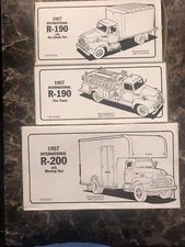 First Gear 1/34 Lot of 3 International Trucks Moving Van, Fire & Dry Goods Van