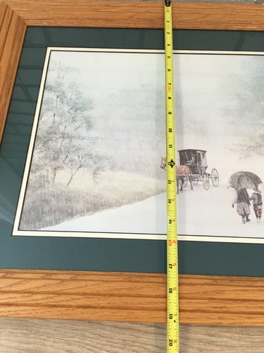 Steve Polomchak "Amish Buggy and Children Walking in the Rain Scene" Framed - Picture 11 of 11